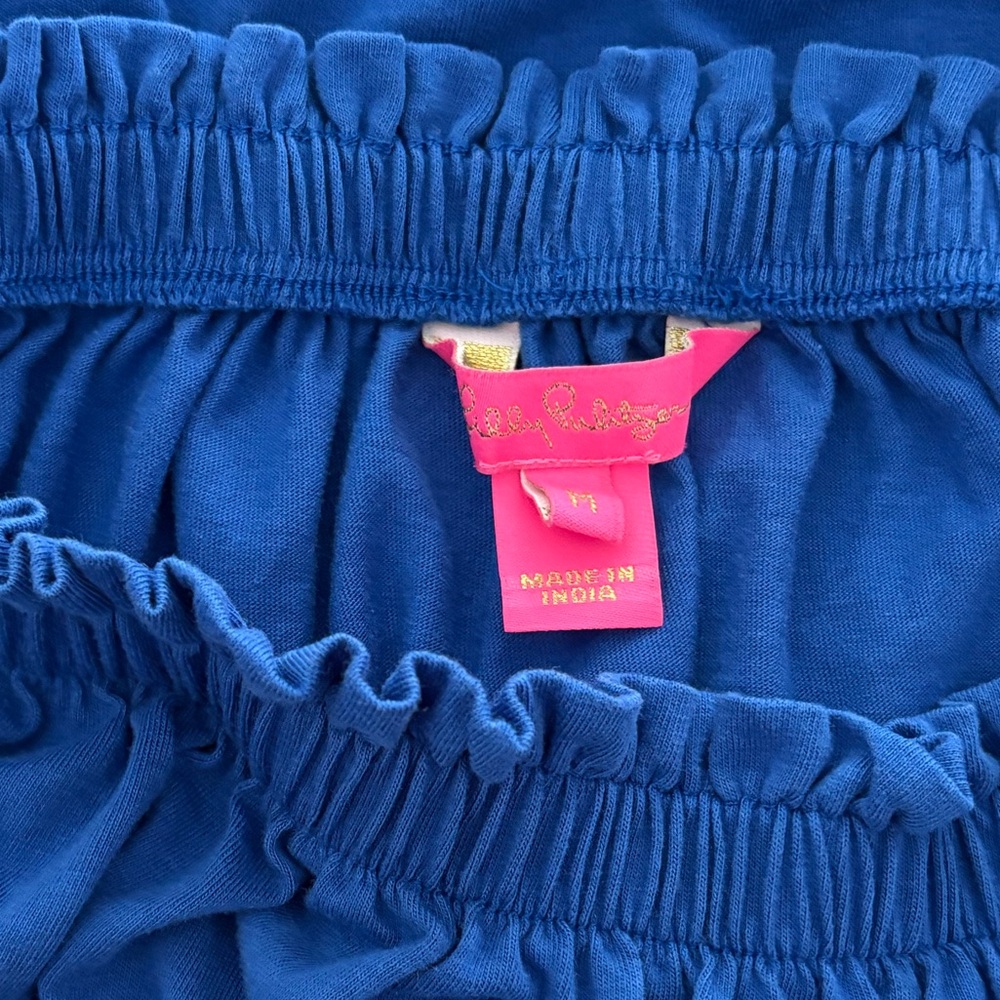 Lilly Pulitzer Fayette Off-The-Shoulder Top Blue MEDIUM crochet lace coastal - Picture 10 of 10